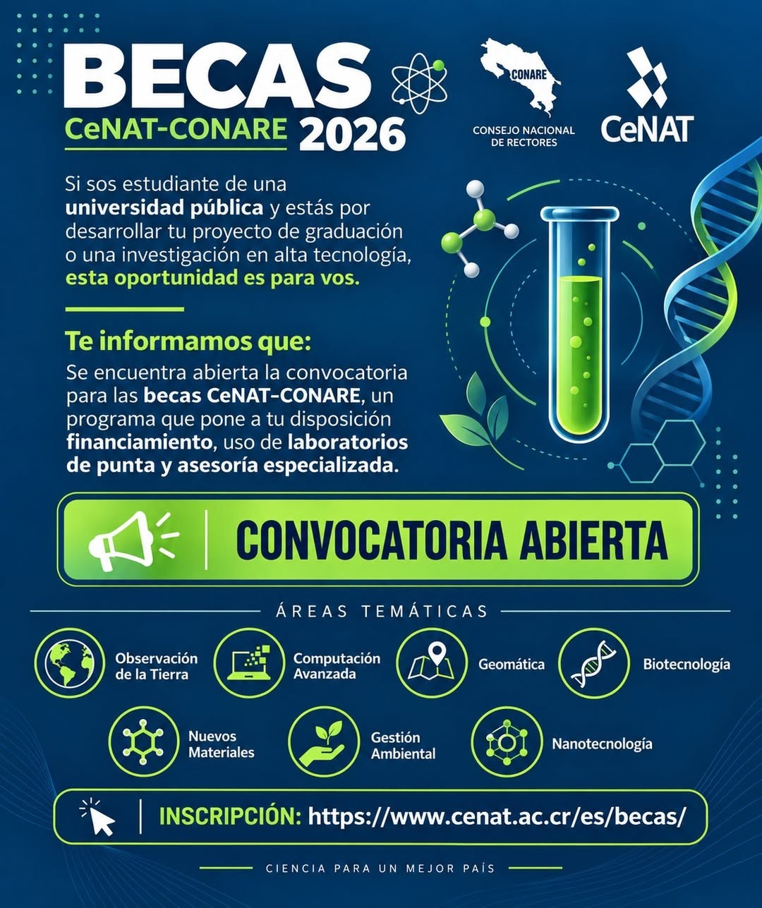 BECAS CeNAT CONARE 2026