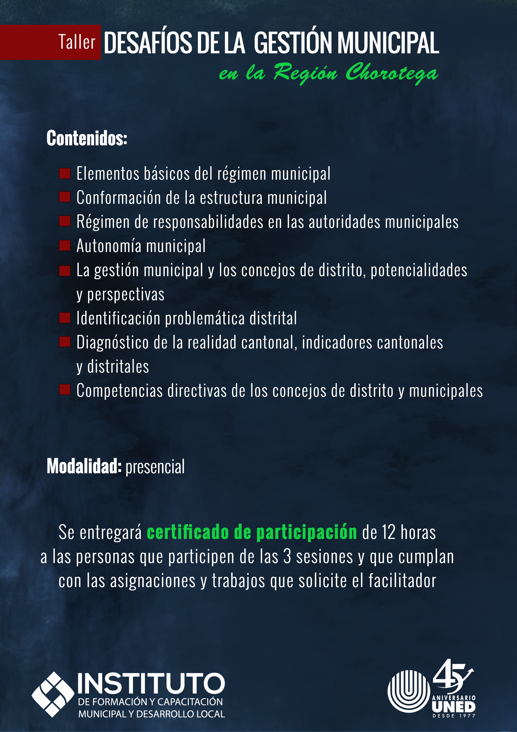 Contenidos Taller Desafíos de la gestión municipal