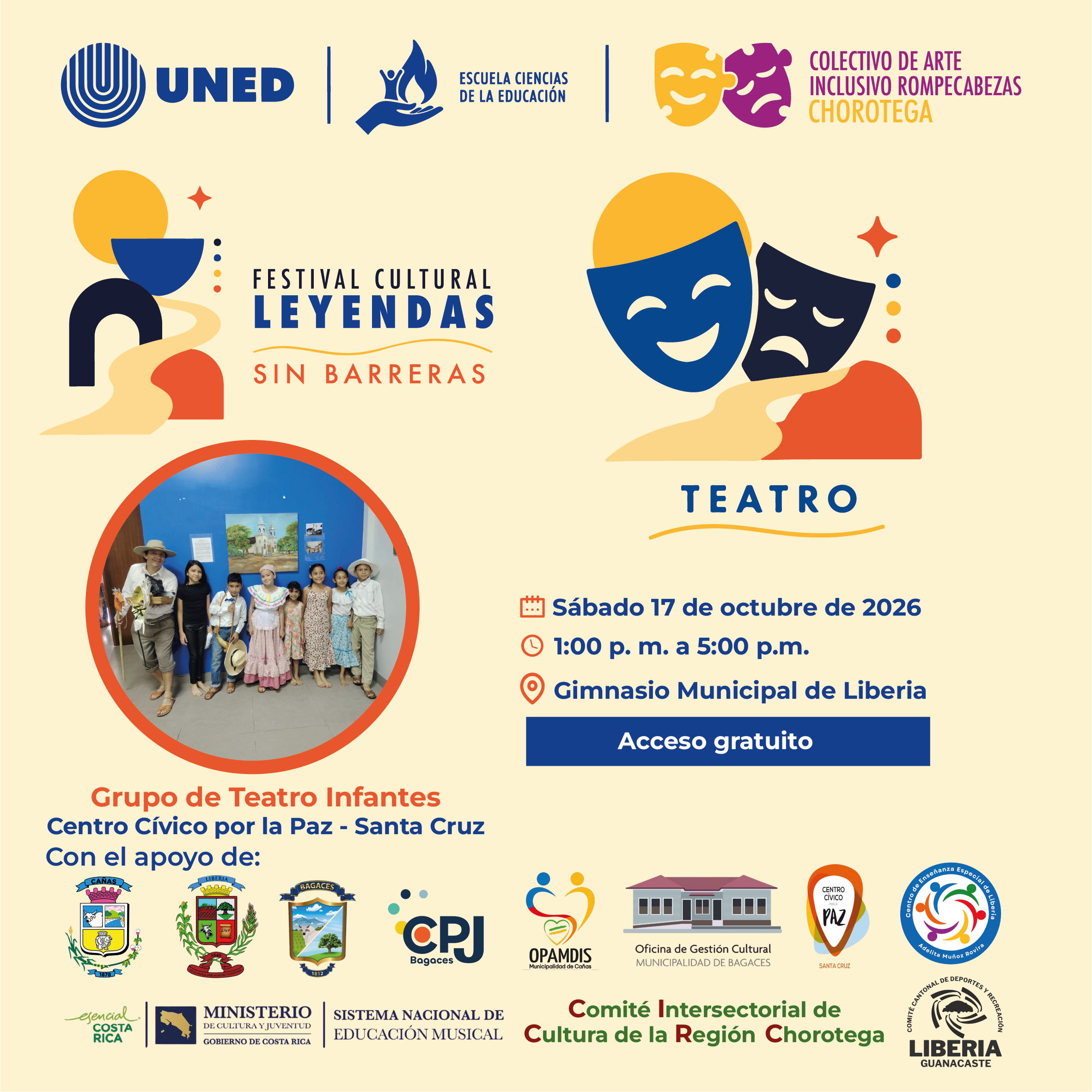 Afiche Festival Cultural Leyendas sin Barreras Afiche Centro Cívico por la Paz Santa Cruz