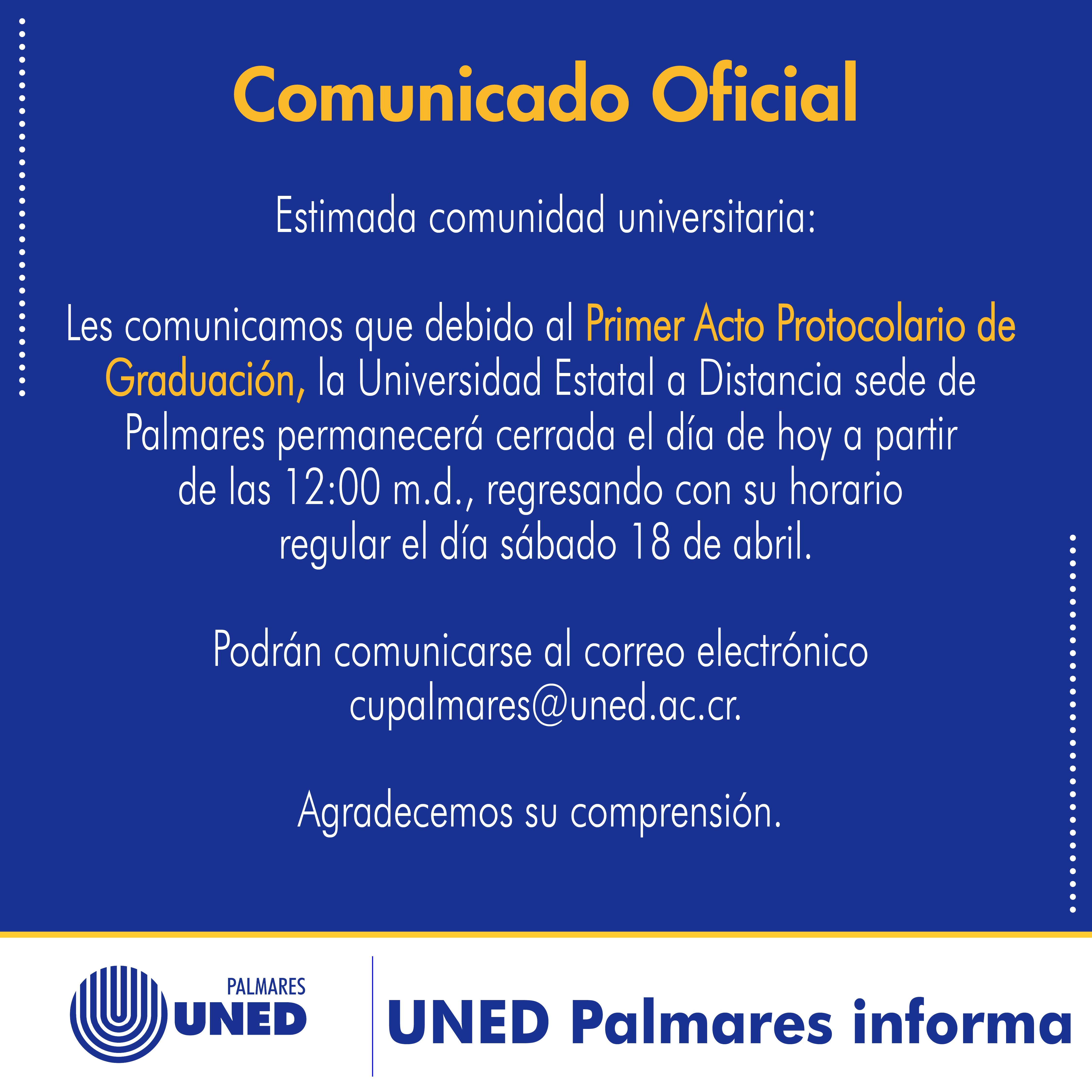 019 Comunicado Oficial I Graduación