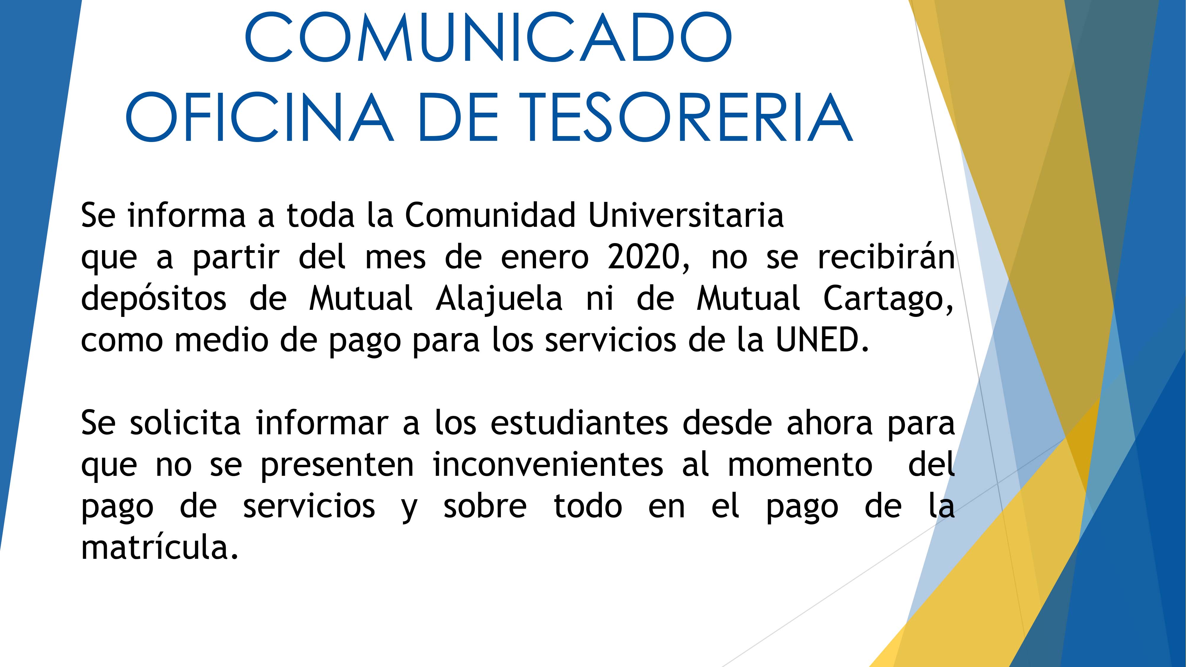 COMUNICADO A LA COMUNIDAD UNIVERSITARIA MUCAP Y MUTUAL