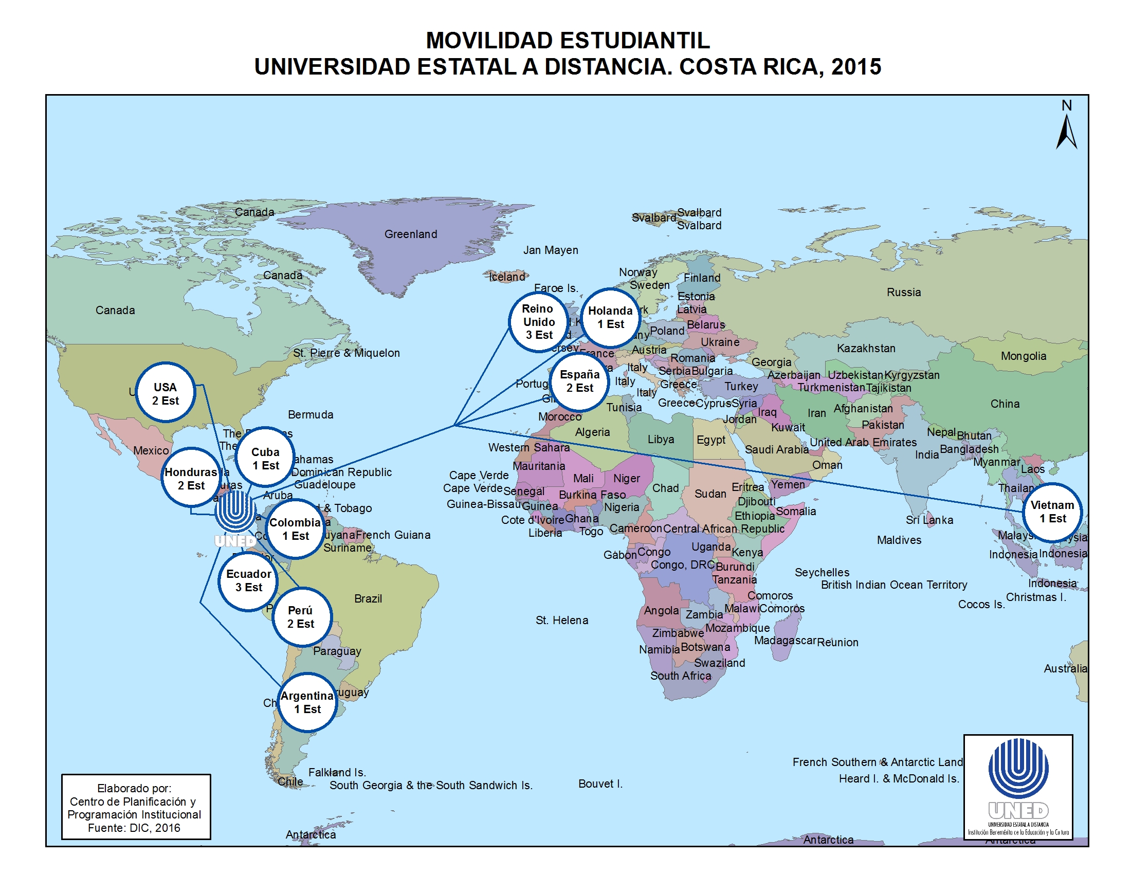 Mapa Movilidad estudiantil UNED 2015 4